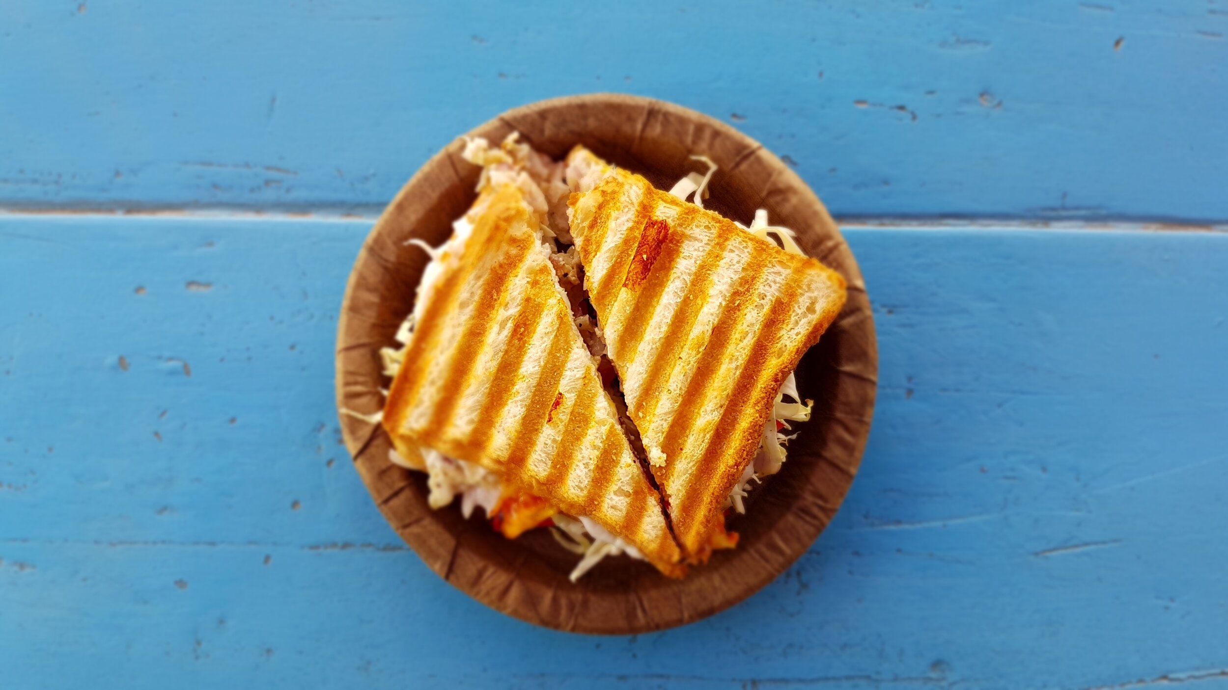 sandwiches with a blue background