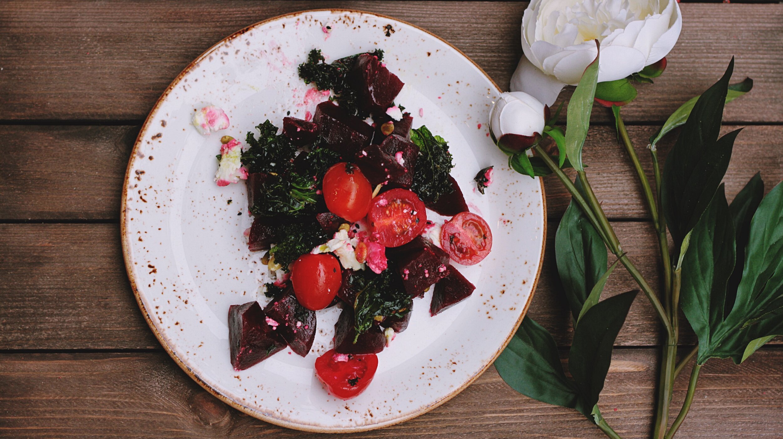 beet salad with white rose